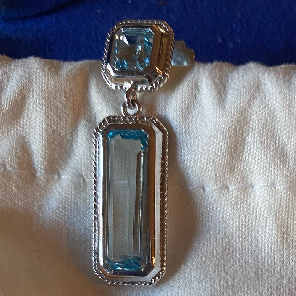 New Monica Rich Kosann Blue Topaz Earrings - Picture 2 of 6
